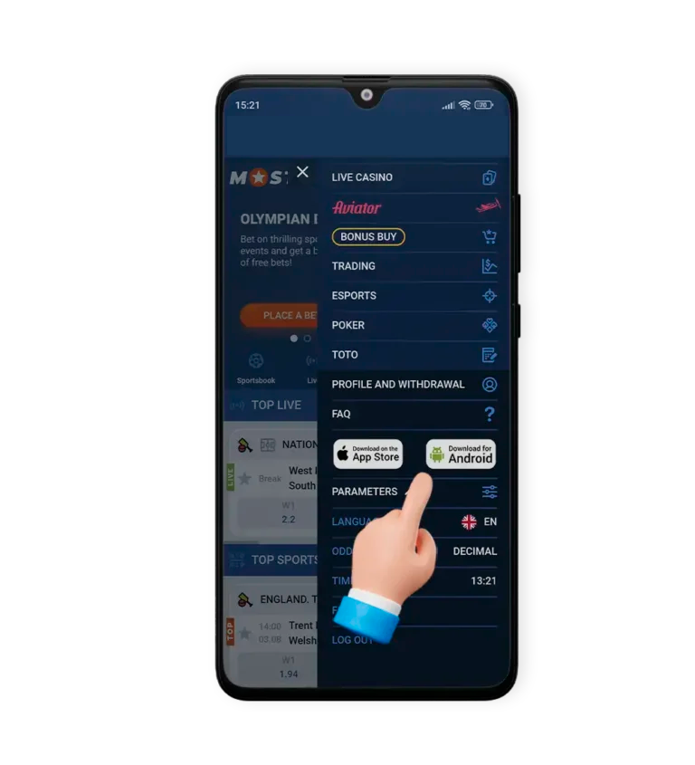 Ouvrez le menu latéral et sélectionnez télécharger pour Android, étape 4