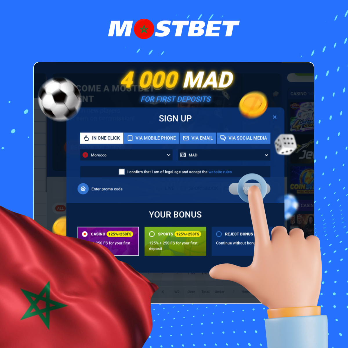 طريقة التسجيل بنقرة واحدة على Mostbet المغرب