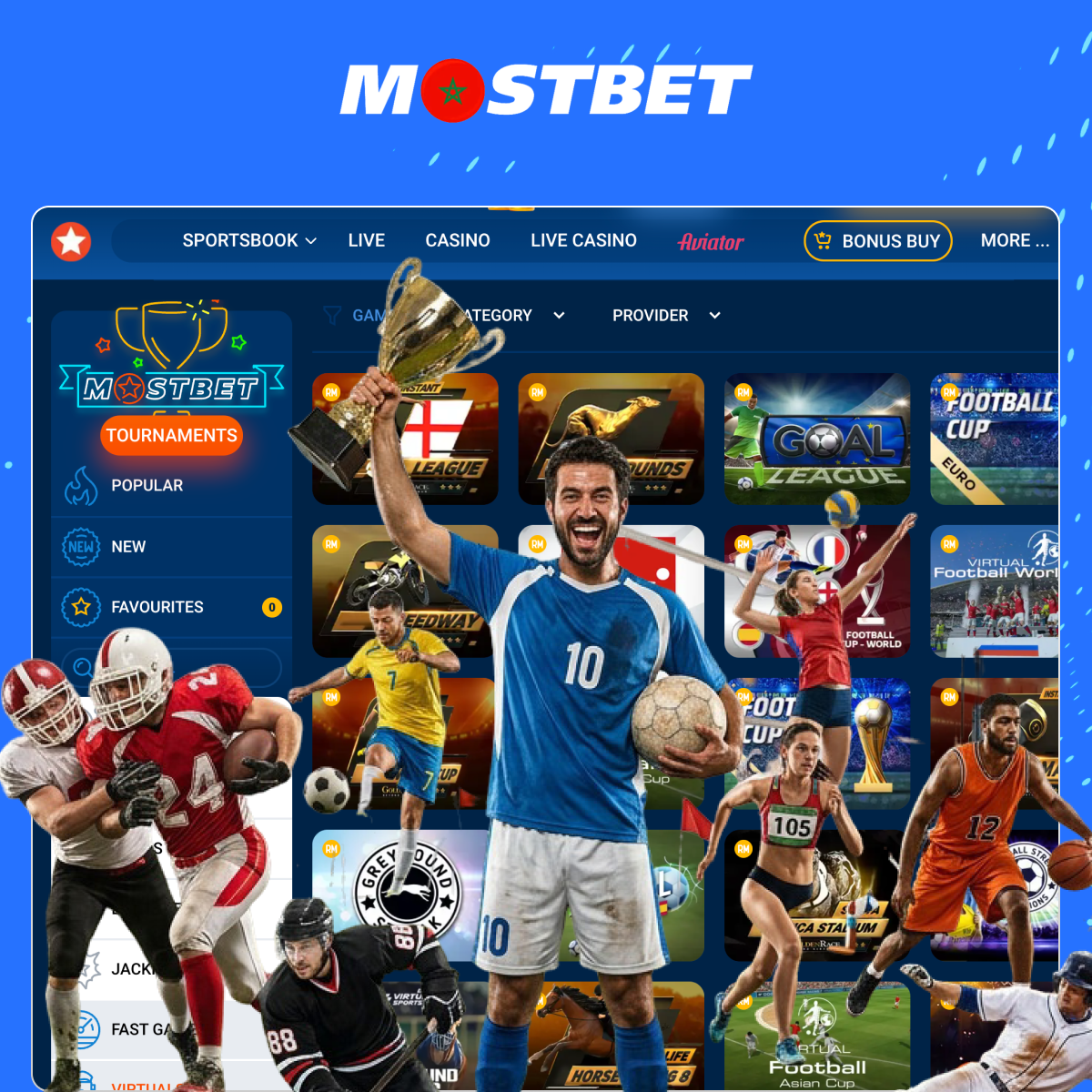 الرياضات الافتراضية - أنواع الألعاب في موقع Mostbet المغرب